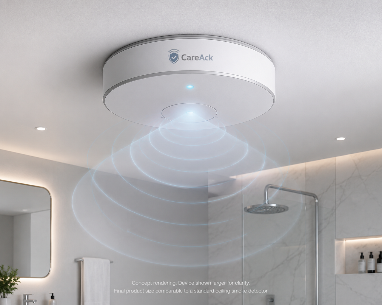 CareAck sensor module — premium ceiling-mounted device for contactless vital signs monitoring